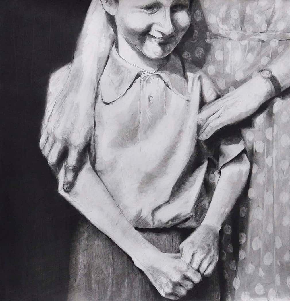 Painted image of a child in a uniform